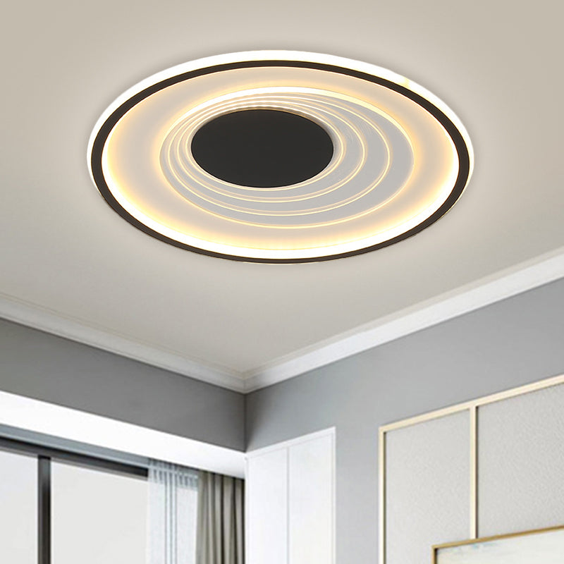 Minimalist Black/Gold Metal Flush Lamp - Led Ceiling Light In Warm/White 16’/19.5’ Width