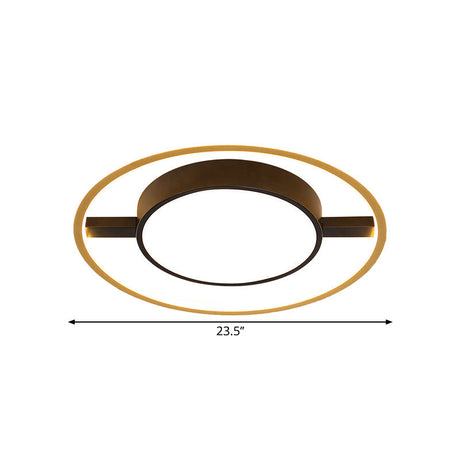 Nordic Metallic Led Ceiling Lamp - Ring And Drum Flush Mount In Warm/White Light Options Black