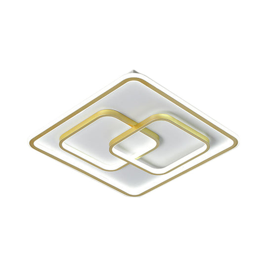 Modernist Black/Gold Square Flush Mount Lamp - 16.5’/20.5’ Led Metallic Ceiling Fixture In