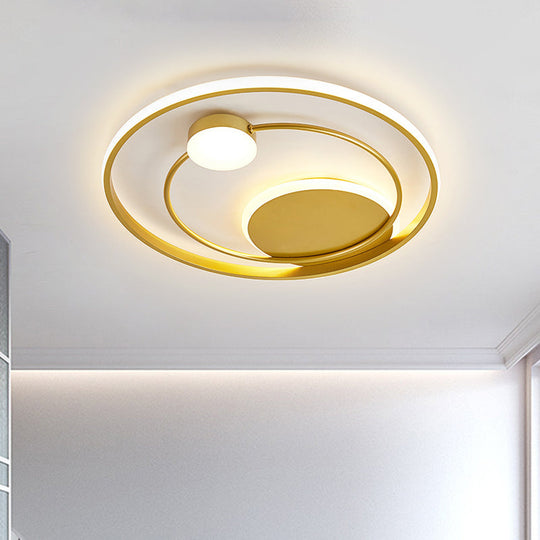 Gold Dual Ring Led Metallic Flush Mount Lighting 16.5/20.5 Wide - Simple & Elegant Ceiling Fixture