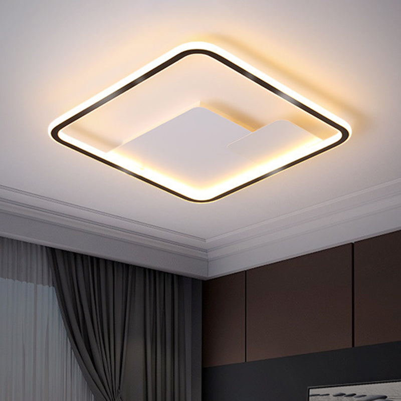 Nordic Style Led Ceiling Light Fixture - 18/21.5 Wide Square Design In Black Finish For Bedroom