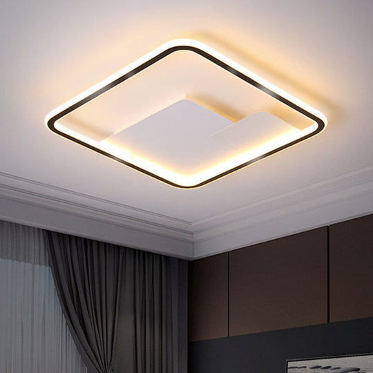 Nordic Style Led Ceiling Light Fixture - 18/21.5 Wide Square Design In Black Finish For Bedroom
