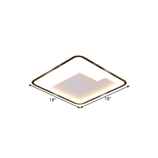 Nordic Style Led Ceiling Light Fixture - 18/21.5 Wide Square Design In Black Finish For Bedroom