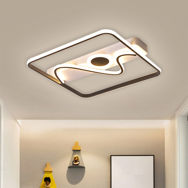 Contemporary Black Square Frame Led Flush Mount Ceiling Light - 16’/19.5’/23.5’ Warm/White /