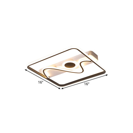 Contemporary Black Square Frame Led Flush Mount Ceiling Light - 16’/19.5’/23.5’ Warm/White