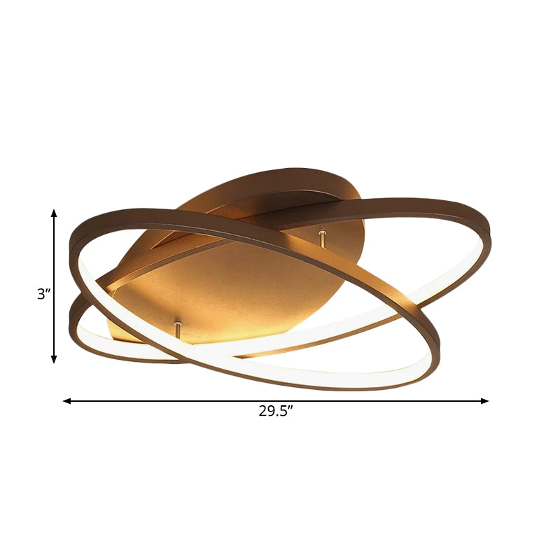 Contemporary Led Acrylic Flush Mount Ceiling Lamp - 21’/29.5’/34’ Wide Black/Brown Warm/White Light