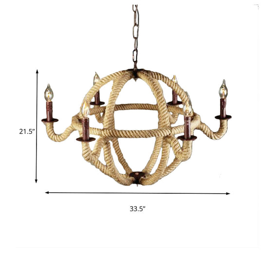 Spherical Chandelier Light Fixture With Rustic Black Finish - Antique Metal Multi-Light Farmhouse