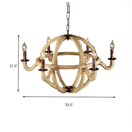 Antique Metal Chandelier Light Fixture: Black/Rust Finish Sphere Design Multi Farmhouse Hanging Lamp