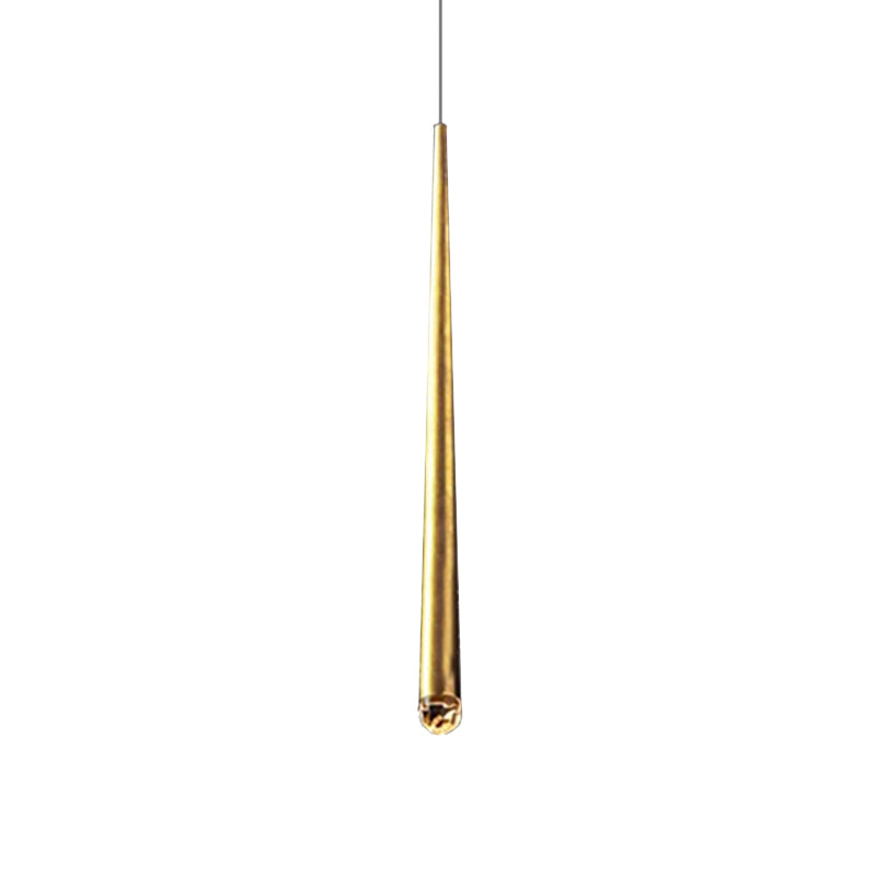 Minimalist Tapered Ceiling Light: Black/Brass Led Pendant Fixture For Living Room With Adjustable