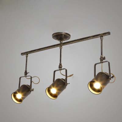 Vintage Style Bronze/Gold Finish Semi Flush Mount Ceiling Light With Cylindrical Shade – Ideal