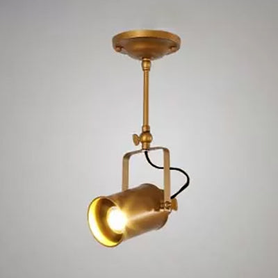 Vintage Style Bronze/Gold Finish Semi Flush Mount Ceiling Light With Cylindrical Shade Ideal For