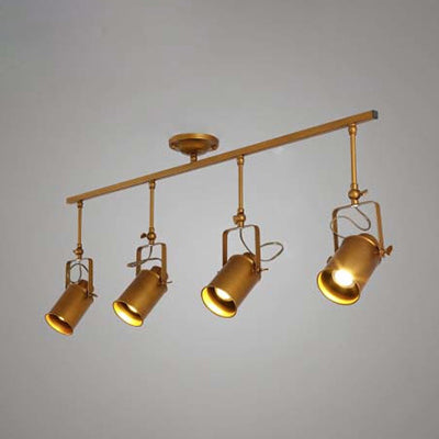 Vintage Style Bronze/Gold Finish Semi Flush Mount Ceiling Light With Cylindrical Shade – Ideal