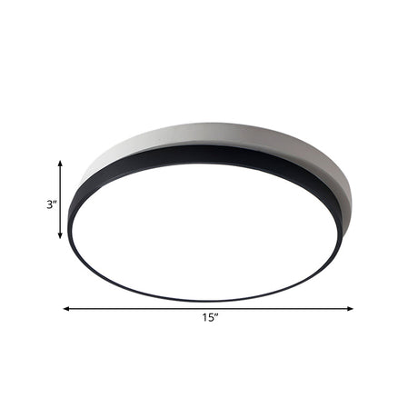 Modern Metal Flush Mount Ceiling Light Fixture With Led Acrylic Shade - Black 11/15/19 Diameter
