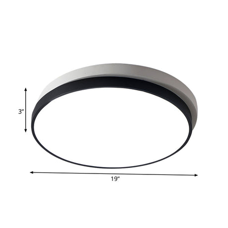 Modern Metal Flush Mount Ceiling Light Fixture With Led Acrylic Shade - Black 11’/15’/19’ Diameter