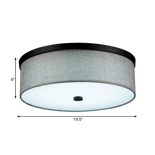 Modern Grey Drum Ceiling Mounted Led Flush Mount Lamp 16’/19.5’ Dia