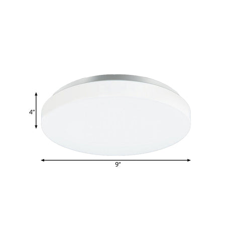 Modern Round Led Ceiling Light With Acrylic Shade - Metal White 7.5/9/12 Dia Flush Mount Fixture For