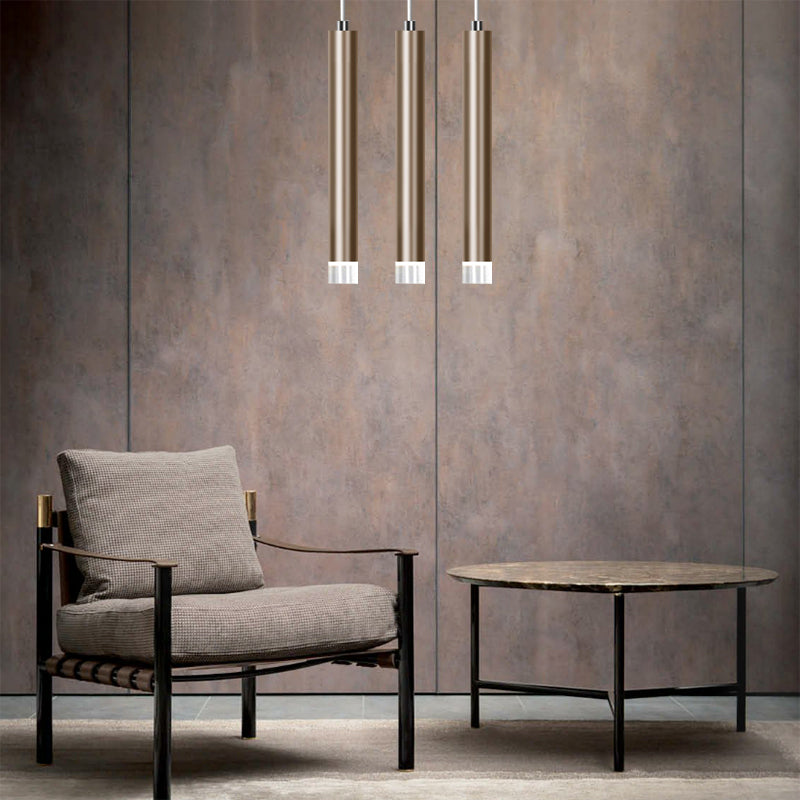 Modern Slim Metal Pendant Light In Black/Gold With Warm/White Led - 12’/19.5’/23.5’ Height