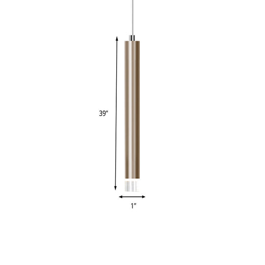 Lyla - Modern 12/19.5/23.5 H Slim Hanging Pendant Light Metal Black/Gold Led In Warm/White