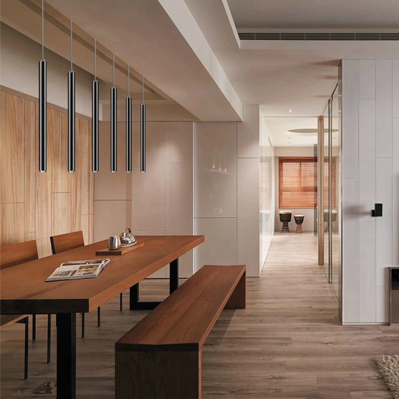 Lyla - Modern 12/19.5/23.5 H Slim Hanging Pendant Light Metal Black/Gold Led In Warm/White