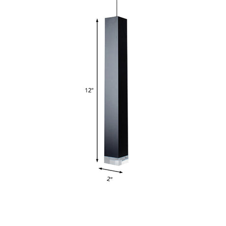 Harper - Modern Cuboid Suspension Light Metal Black/White Dining Room Led Pendant In White/Warm