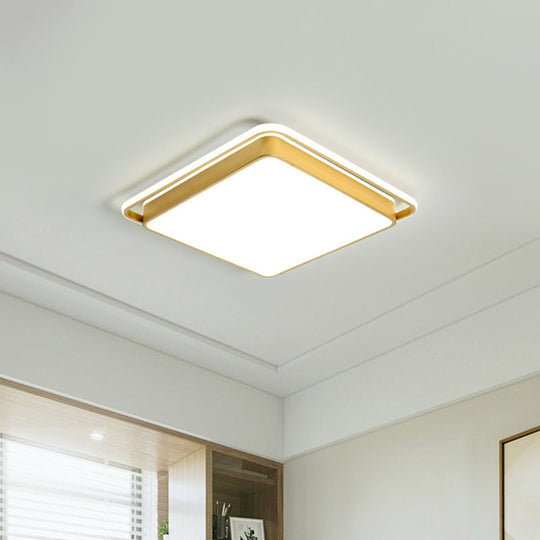 Gold Square Ceiling Flush Mount Led Metal Light Modernism Design Multiple Sizes Warm/White For