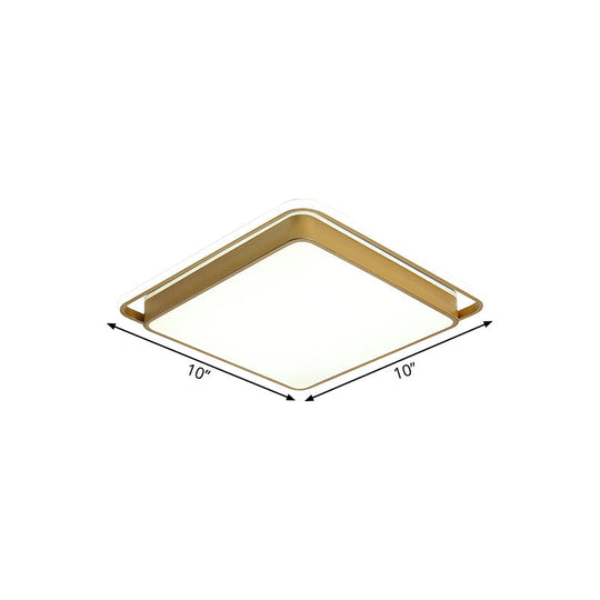 Gold Square Ceiling Flush Mount Led Metal Light Modernism Design Multiple Sizes Warm/White For