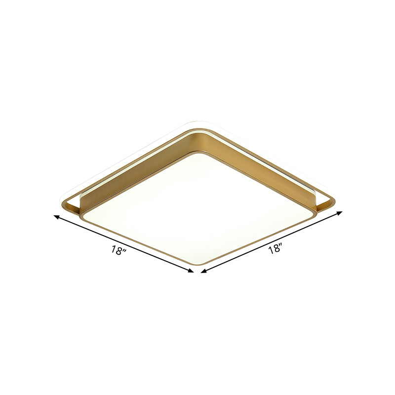 Gold Square Ceiling Flush Mount Led Metal Light Modernism Design Multiple Sizes Warm/White For
