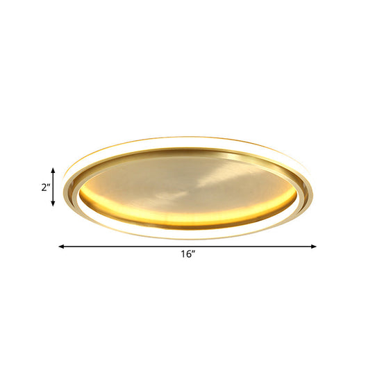 Modern Led Circle Flush Mount Ceiling Light In Gold - 16’/19.5’ Wide For Bedroom