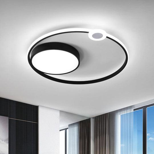 Contemporary Acrylic Flush Mount Ceiling Light - Black Led Fixture (16’/23.5’ Width) Warm/White