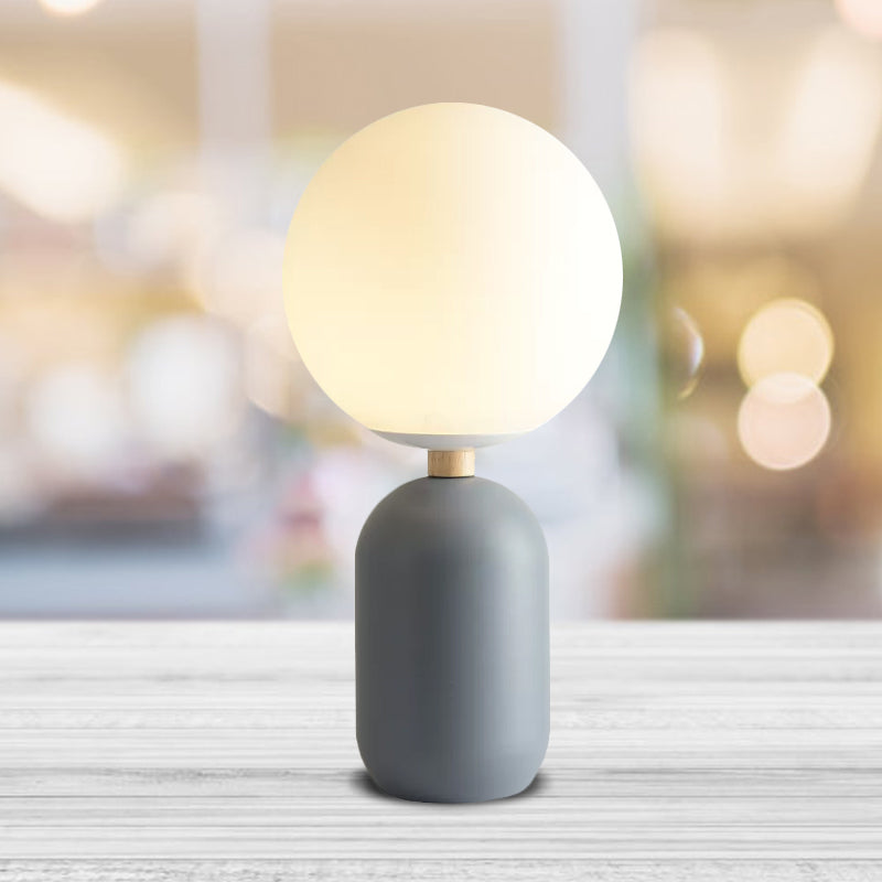 Estelle - White Global Glass Night Table Lamp Nordic 1-Bulb Grey/White/Pink Reading Book Light With