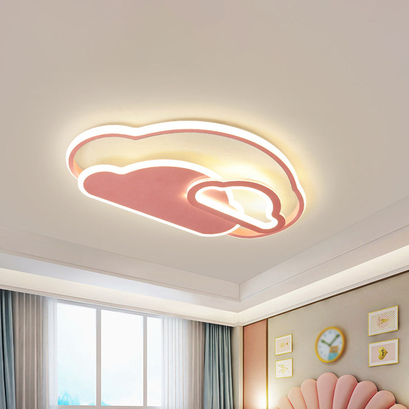 Girls’ Pink Cloud Cartoon Led Flushmount Light For Bedroom