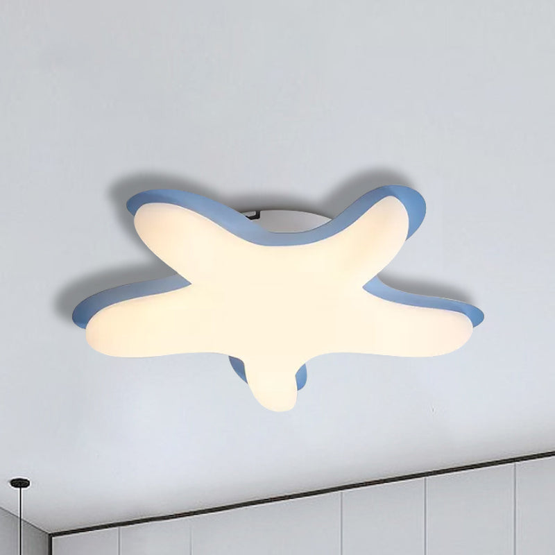 Starfish Flush Ceiling Light: Acrylic Led Fixture For Bedrooms White/Pink/Yellow