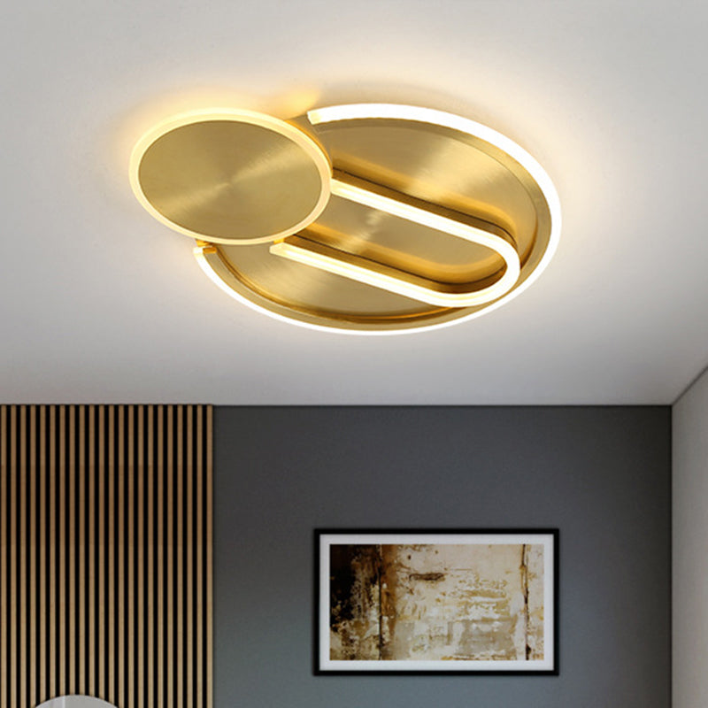 Modern Gold Geometric Flush Mount Led Ceiling Light Fixture In 3 Colors/White For Bedroom / White