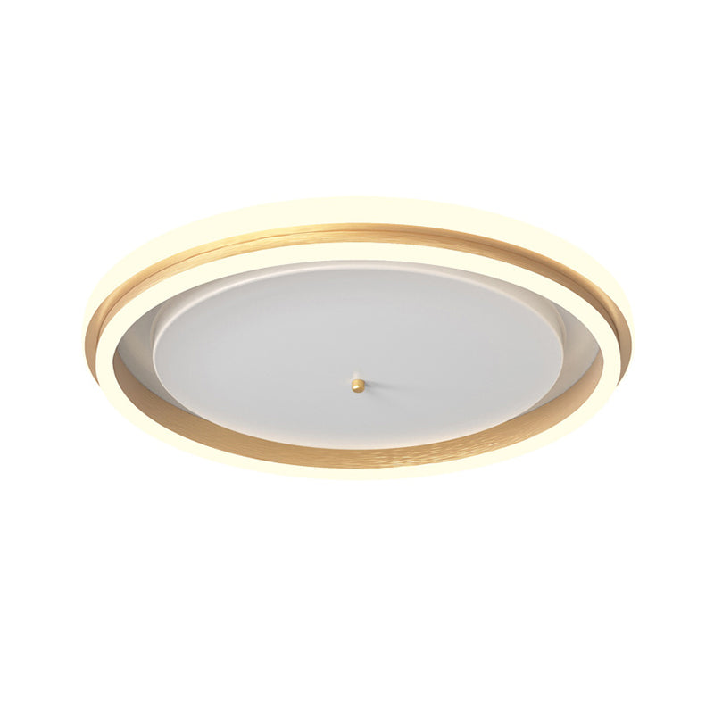 Metal Round Flush Ceiling Light - Simple Gold/Coffee Led Mount Lamp 16.5’/20.5’ Width
