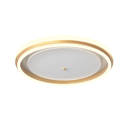Metal Round Flush Ceiling Light - Simple Gold/Coffee Led Mount Lamp 16.5’/20.5’ Width