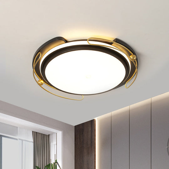 Modern Black Led Flush Mount Ceiling Light With Acrylic Shade - 16’/19.5’ Wide / 16’