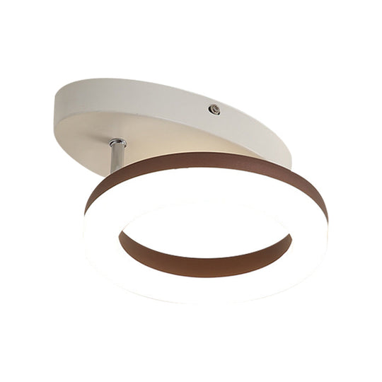 Contemporary Led Flush Mount Light With White/Warm Glow & Metal Ring In 8.5’/11.5’ Width