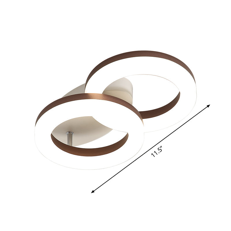 Contemporary Led Flush Mount Light With White/Warm Glow & Metal Ring In 8.5’/11.5’ Width