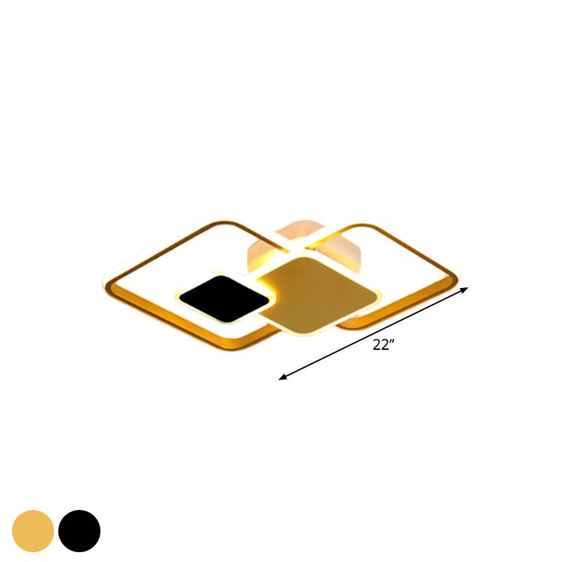 Modern Metallic Black/Gold Led Flush Mount Ceiling Light In Warm/White 22’/32.5’ Wide