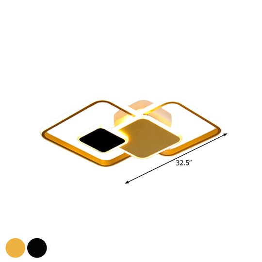 Modern Metallic Black/Gold Led Flush Mount Ceiling Light In Warm/White 22’/32.5’ Wide