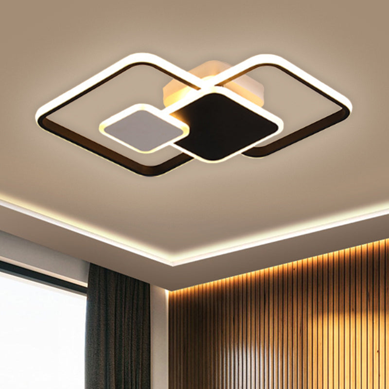 Modern Metallic Black/Gold Led Flush Mount Ceiling Light In Warm/White 22’/32.5’ Wide