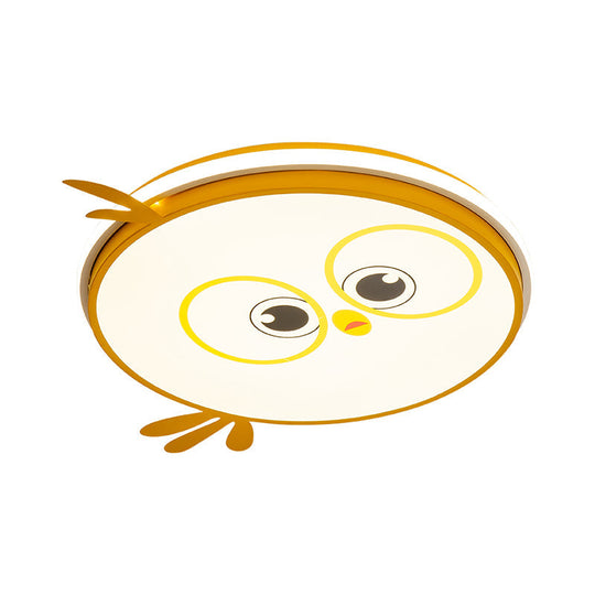Modern Led Flush Ceiling Light For Kid’s Room With Colorful Chick Face Design