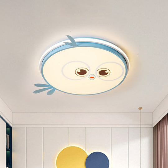Modern Led Flush Ceiling Light For Kid’s Room With Colorful Chick Face Design