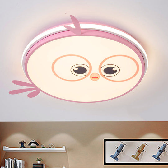 Modern Led Flush Ceiling Light For Kid’s Room With Colorful Chick Face Design