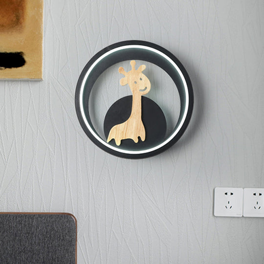 Modern Led Acrylic Giraffe Wall Sconce For Children Room - Grey/Black Warm/White Light Black / Warm