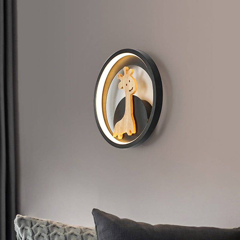 Modern Led Acrylic Giraffe Wall Sconce For Children Room - Grey/Black Warm/White Light