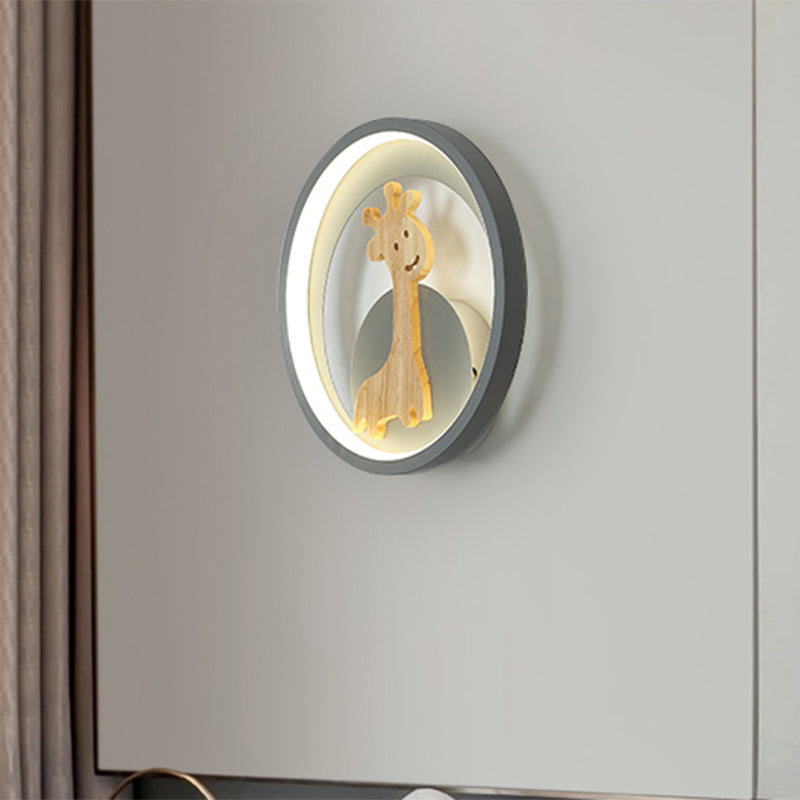Modern Led Acrylic Giraffe Wall Sconce For Children Room - Grey/Black Warm/White Light