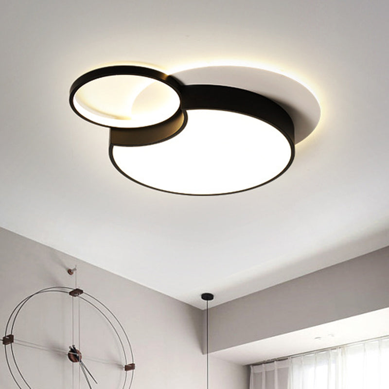 Nordic 2 - Round Flush Lamp Led Ceiling Fixture In Black With Warm/White Light 19’/23.5’ Width