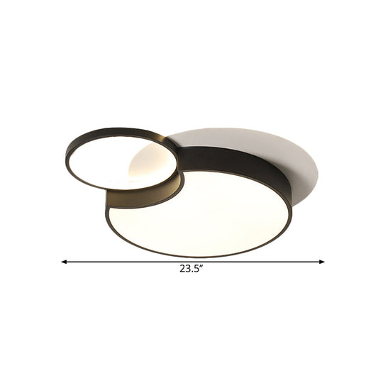 Nordic 2 - Round Flush Lamp Led Ceiling Fixture In Black With Warm/White Light 19’/23.5’ Width