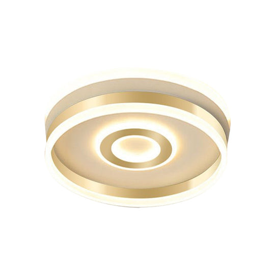 Led Gold Metallic Hoop Flush Mount Lamp In Warm/White Light 16’/19.5’ Wide
